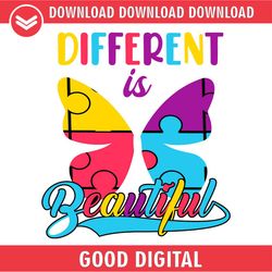 different is beautiful autism butterfly puzzle svg