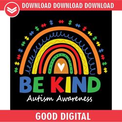 be kind autism awareness day puzzle rainbow svg