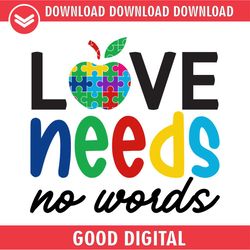 love need no words autism apple puzzle svg