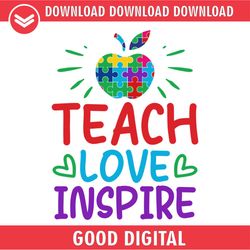 teach love inspire autism apple puzzle svg