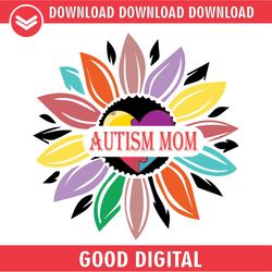 autism mom colorful sunflower puzzle svg