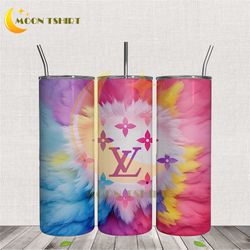 louis vuitton multicolor tie dye pattern tumbler wrap png