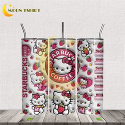 3d kawaii kitty starbucks coffee tumbler wrap png