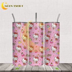 hello kitty pink coffee pattern 20oz tumbler wrap png