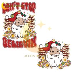 don't stop believin png, christmas png, cute christmas shirt digital design, retro santa png, retro christmas sublimatio