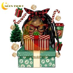 afro locs christmas png sublimation design download, christmas png, afro christmas png, afro woman png, sublimate design