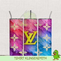 3d louis vuitton tie dye pattern tumbler wrap png