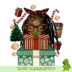 afro locs christmas png sublimation design download, christmas png, afro christmas png, afro woman png, sublimate design