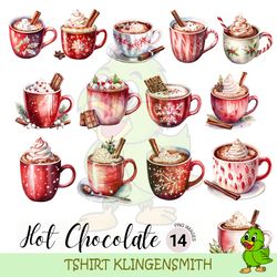 hot chocolate clipart | watercolor hot cocoa png | christmas collage images | food clipart bundle | winter junk journal