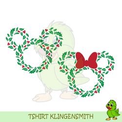 christmas holiday wreath mickey minnie mouse ears, 2 color, svg clipart images digital download sublimation cricut cut
