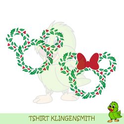 christmas holiday wreath mickey minnie mouse ears 2 color svg clipart images digital download sublimation cricut cut f