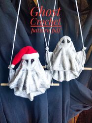 a pendant-ghost on a swing crochet pattern pdf in english- crochet accessory ghost pendant on a christmas tree or in car