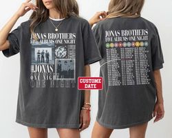 custom jonas brothers double sided t-shirt, jonas brothers tour shirt, five albums one night tour shirt,concert 2023 ret