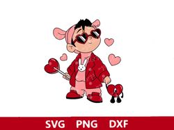 valentine's day baby benito svg png, bad bunny, sad heart svg, layered benito files for cricut