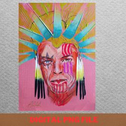 portrait ziggi stardust - bowie far out png, david bowie png, pop art digital png files