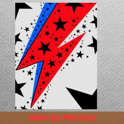 red and blue lightning - bowie star legacy png, david bowie png, pop art digital png files