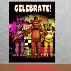 five nights at freddy animatronics move png, best seller png, golden freddy digital png files