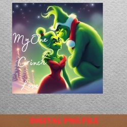 my one grinch love - grinches christmas heart breaker png, grinches christmas png, xmas digital png files