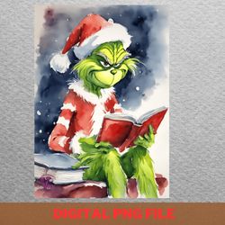 young grinch - grinches christmas cozy grinch png, grinches christmas png, xmas digital png files