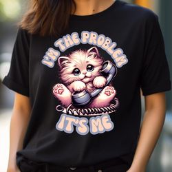 i'm the problem cute vintage cat kitten retro phone, carousel, girl its me png, it's me png