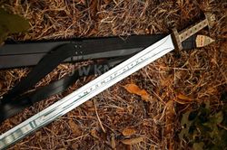 battle ready viking sword of king ragnar - scabbard & plaque included