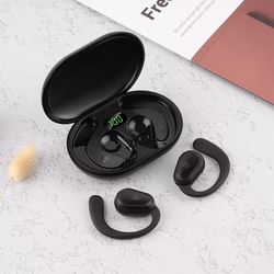ear hook mini bluetooth 5.3 headset, wireless earbuds stereo bass headphones with ear hook, durable tws