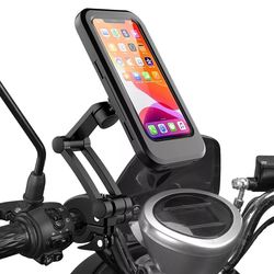 bike motorcycle cell phone holder, waterproof 360, touch screen handlebar mount