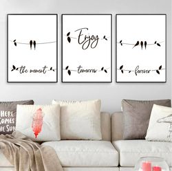 modern minimalist wall art set of 3 prints inspirational quotes poster printable art scandinavian living room walldecor