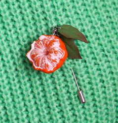 brooch tangerine jewelry with citrus handmade new year gift