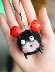 keychain ladybug present for friend rear view mirror charm