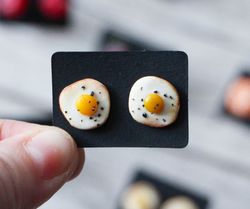 egg earrings miniature breakfast earring set