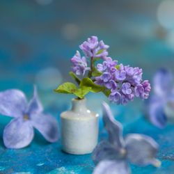 tutorial miniature lilac branch with air dry clay | dollhouse miniatures | miniature plant tutorial
