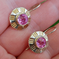 ussr silver earrings with amethyst 875 vintage earrings rose gold plated