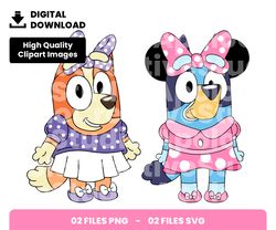 02 clipart - bundle layered svg, bluey and bingo minnie, digital download, clipart, png, svg, cricut, cut file