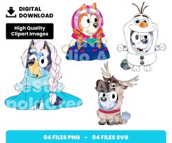 04 clipart - bundle layered svg, bluey frozen, bluey, frozen, digital download, clipart, png, svg, cricut, cut file