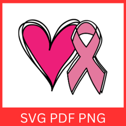 heart pink ribbon svg, breast cancer awareness heart svg, cancer svg, breast cancer svg, awareness ribbon svg