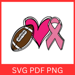 football heart ribbon svg, breast cancer svg, cancer awareness svg, cancer ribbon svg, pink ribbon svg, hope for a cure