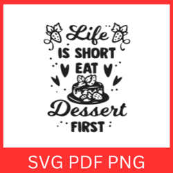 life is short eat dessert first svg, food lover svg, sweet lover svg, eat dessert first svg, inspirational,life is short