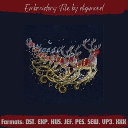 magical reindeer team feature , holiday christmas embroidery design, christmas tree