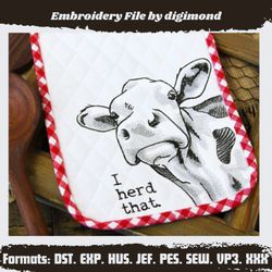 cute cow embroidery design- machine embroidery design style download