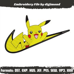 nike x pikachu embroidery design- machine embroidery design style download pkemon