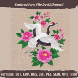 embroidery design asian crane of happiness