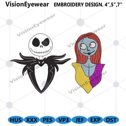 jack skellington embroidery download files, sally machine embroidery instant design, halloween couple embroidery instant