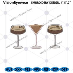 espresso martini embroidery download design, soft drink embroidery instant files, espresso embroidery, martini embroider