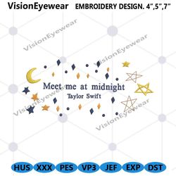 meet me at midnight taylor swift embroidery instant files, 1989 taylor swift embroidery design files, the eras tour conc