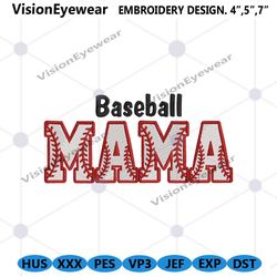 baseball mama embroidery design digital, mothers day embroidery digital files, mama sport embroidery digital file instan