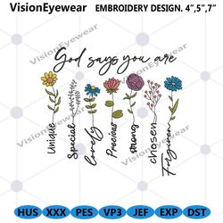 god says you are embroidery digital design, god says machine embroidery instant download, christian quotes embroidery in