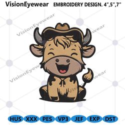 baby cow machine embroidery download design files, cute baby cow embroidery instant design, highland cow embroidery desi