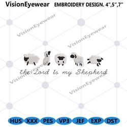 the lord is my shepherd embroidery files, sheep embroidery files download, the lord embroidery digital instant files des