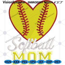 softball mom embroidery instant design, baseball softball embroidery download files, mother day embroidery digital files